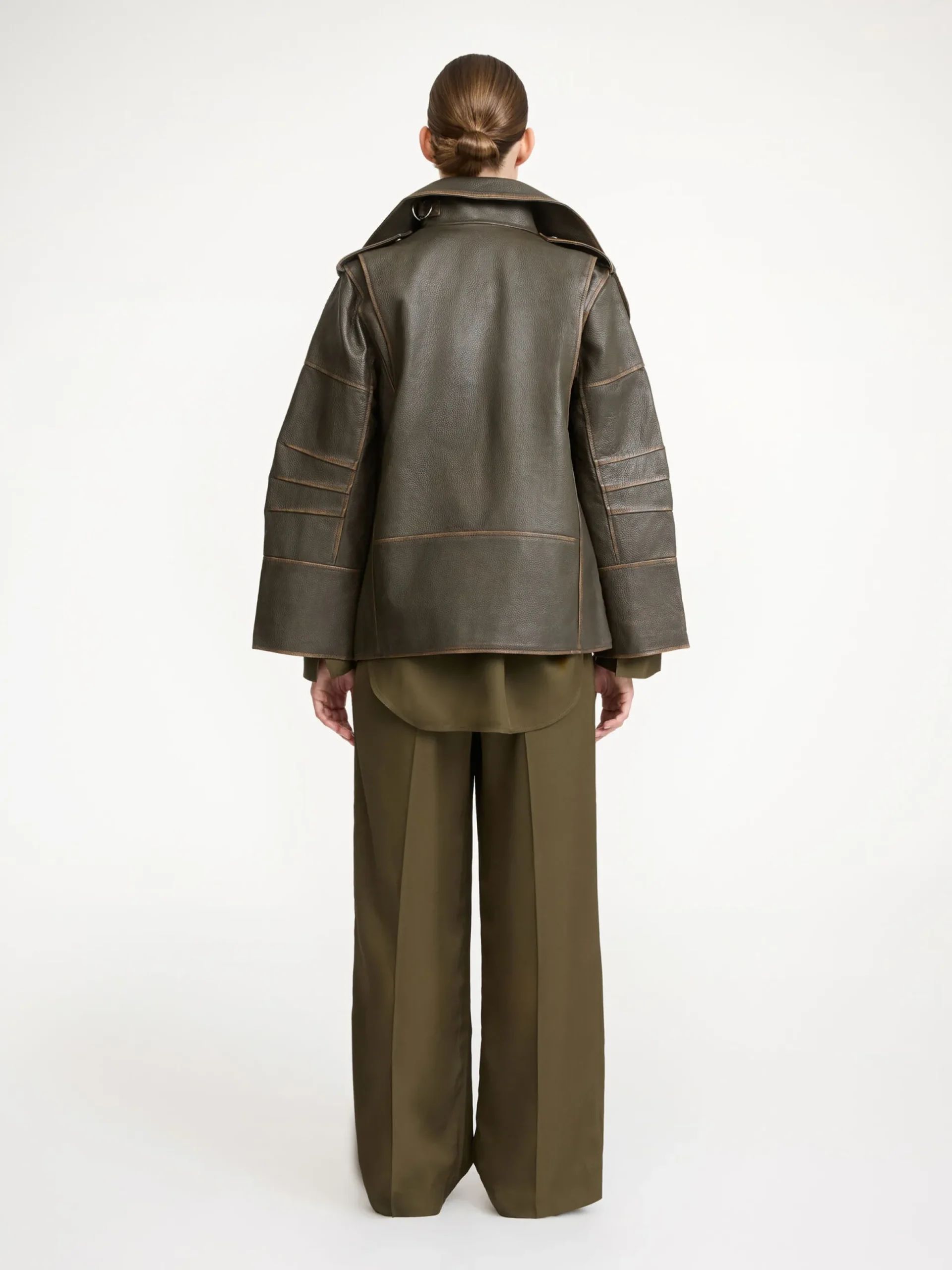 By Malene Birger Coats & Jackets^Beatrisse Leather Jacket Dark olive