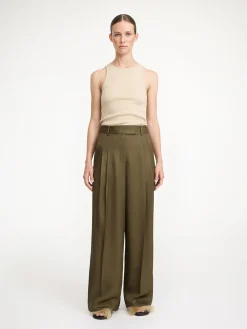 By Malene Birger Trousers^Cymbaria High-waisted Trousers Dark olive