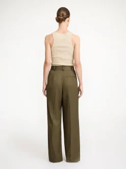 By Malene Birger Trousers^Cymbaria High-waisted Trousers Dark olive