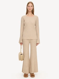 By Malene Birger Knitwear^Cyrema Ribbed Wool Sweater Twill Beige