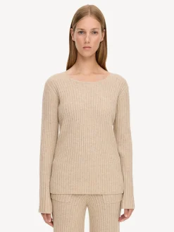 By Malene Birger Knitwear^Cyrema Ribbed Wool Sweater Twill Beige