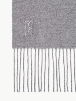 By Malene Birger Scarves^Fringos Wool Scarf Grey Melange