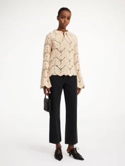 By Malene Birger Knitwear^Gwenevere Crochet Shirt Oyster Gray