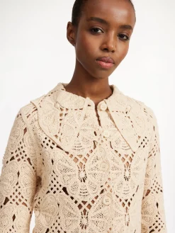 By Malene Birger Knitwear^Gwenevere Crochet Shirt Oyster Gray