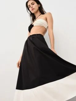 By Malene Birger Skirts^Pheobes Organic Cotton Skirt Block stripe black white