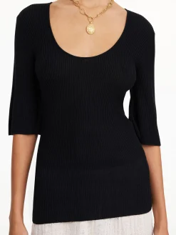 By Malene Birger Knitwear^Remona Ribbed-knit Top Black
