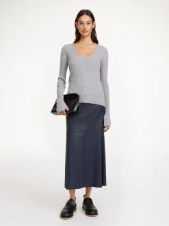 By Malene Birger Skirts^Simoas Leather Skirt Navy Blazer