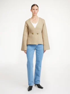 By Malene Birger Knitwear^Tinley Wool Cardigan Twill Beige