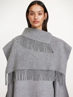 By Malene Birger Scarves^Turtla Wool Fringe Bib Grey Melange